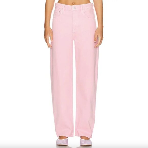Frame Long Barrel Jeans in Washed Dusty Pink - Picture 1 of 5